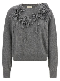 Alberta Ferretti Embroidered Flower Sweater Grey
