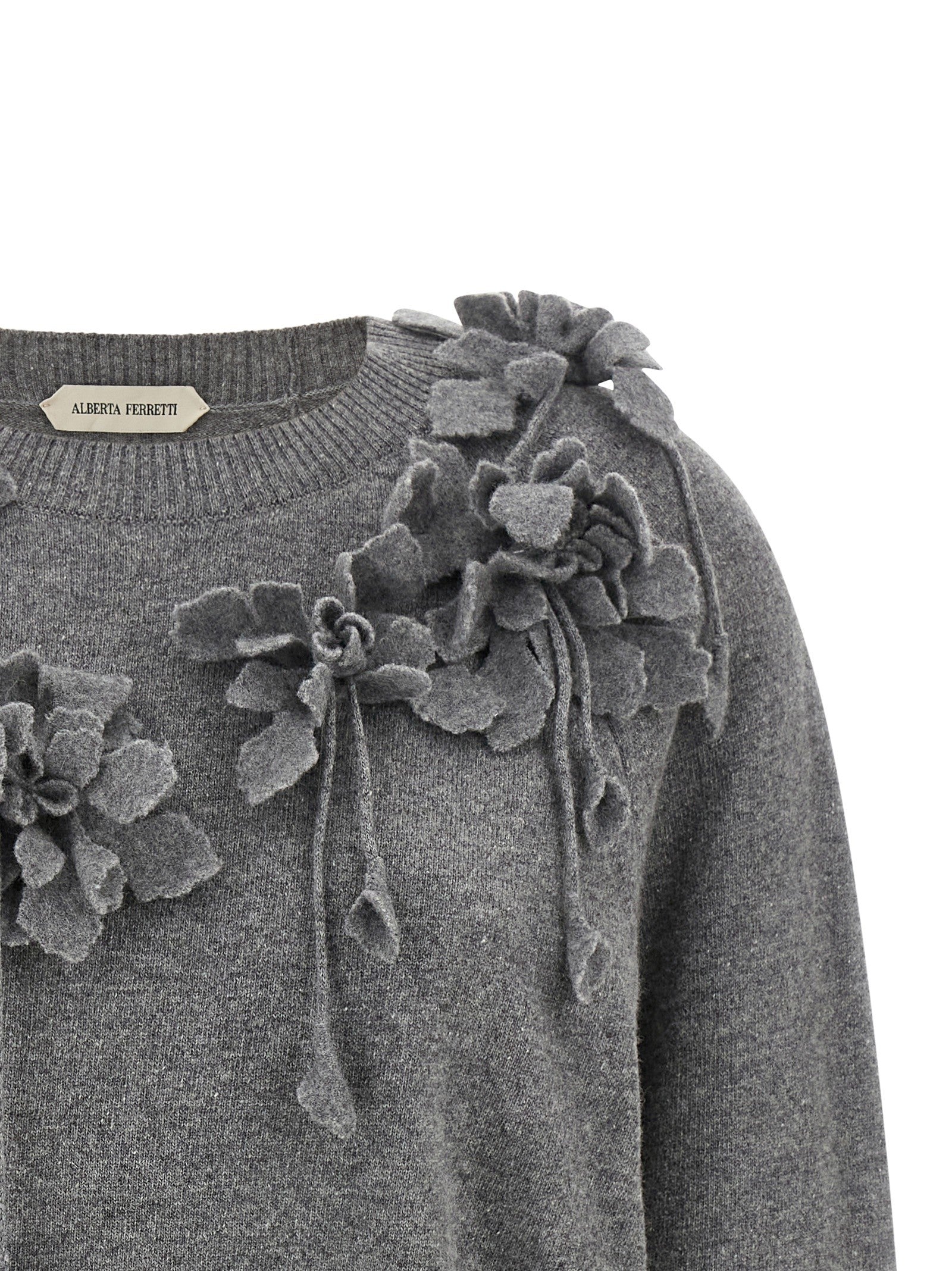 Alberta Ferretti Embroidered Flower Sweater Grey