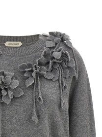 Alberta Ferretti Embroidered Flower Sweater Grey