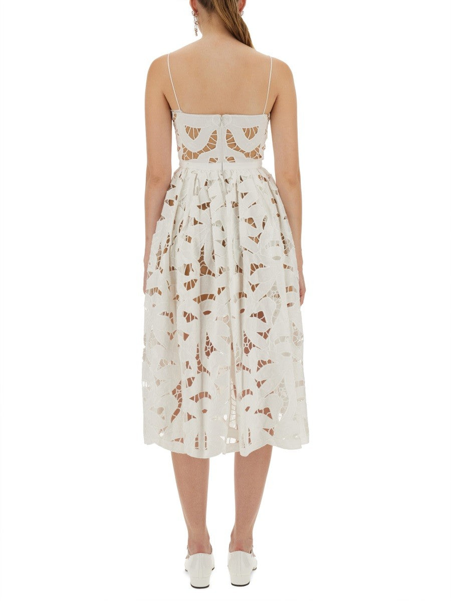self-portrait Women's Embroidered Midi Dress White