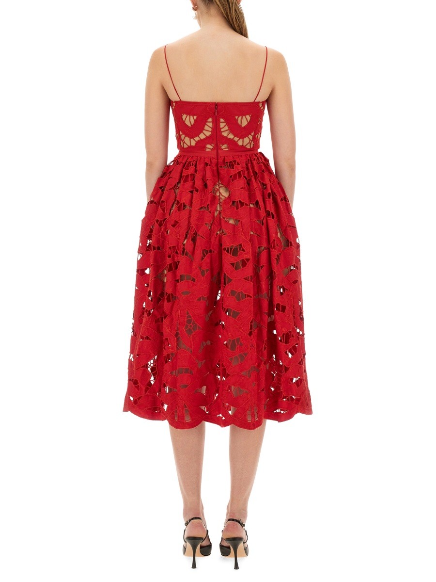 self-portrait Women's Embroidered Midi Dress Red