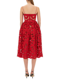 self-portrait Women's Embroidered Midi Dress Red
