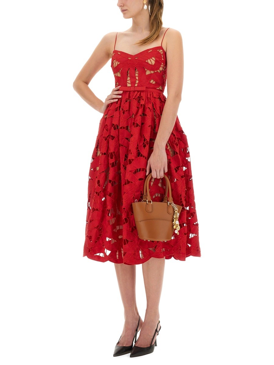 self-portrait Women's Embroidered Midi Dress Red