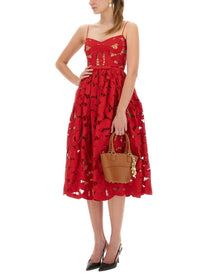 self-portrait Women's Embroidered Midi Dress Red