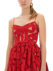 self-portrait Women's Embroidered Midi Dress Red