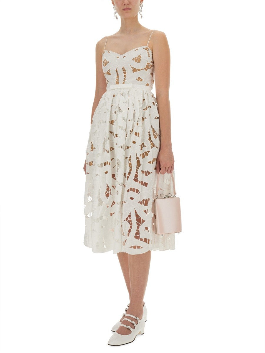 self-portrait Women's Embroidered Midi Dress White