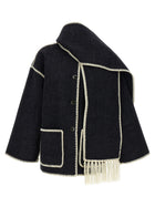 Toteme Embroidered Scarf Jacket Harvest Coat Grey, view 2