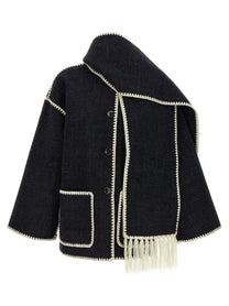 Toteme Embroidered Scarf Jacket Harvest Coat Grey