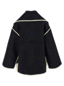 Toteme Embroidered Scarf Jacket Harvest Coat Grey