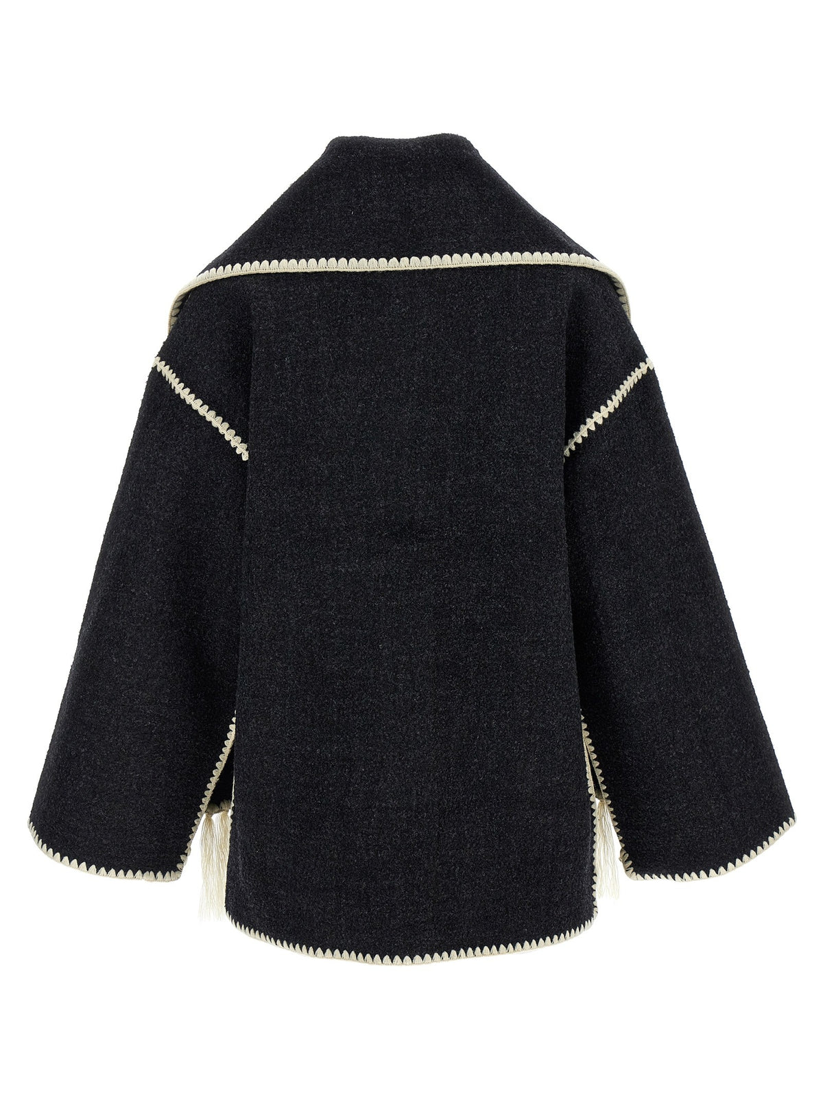 Toteme Embroidered Scarf Jacket Harvest Coat Grey, view 3