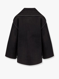 Toteme Women's Embroidered Scarf Jacket in Wool Blend Black