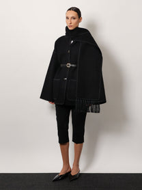 Toteme Women's Embroidered Scarf Jacket in Wool Blend Black