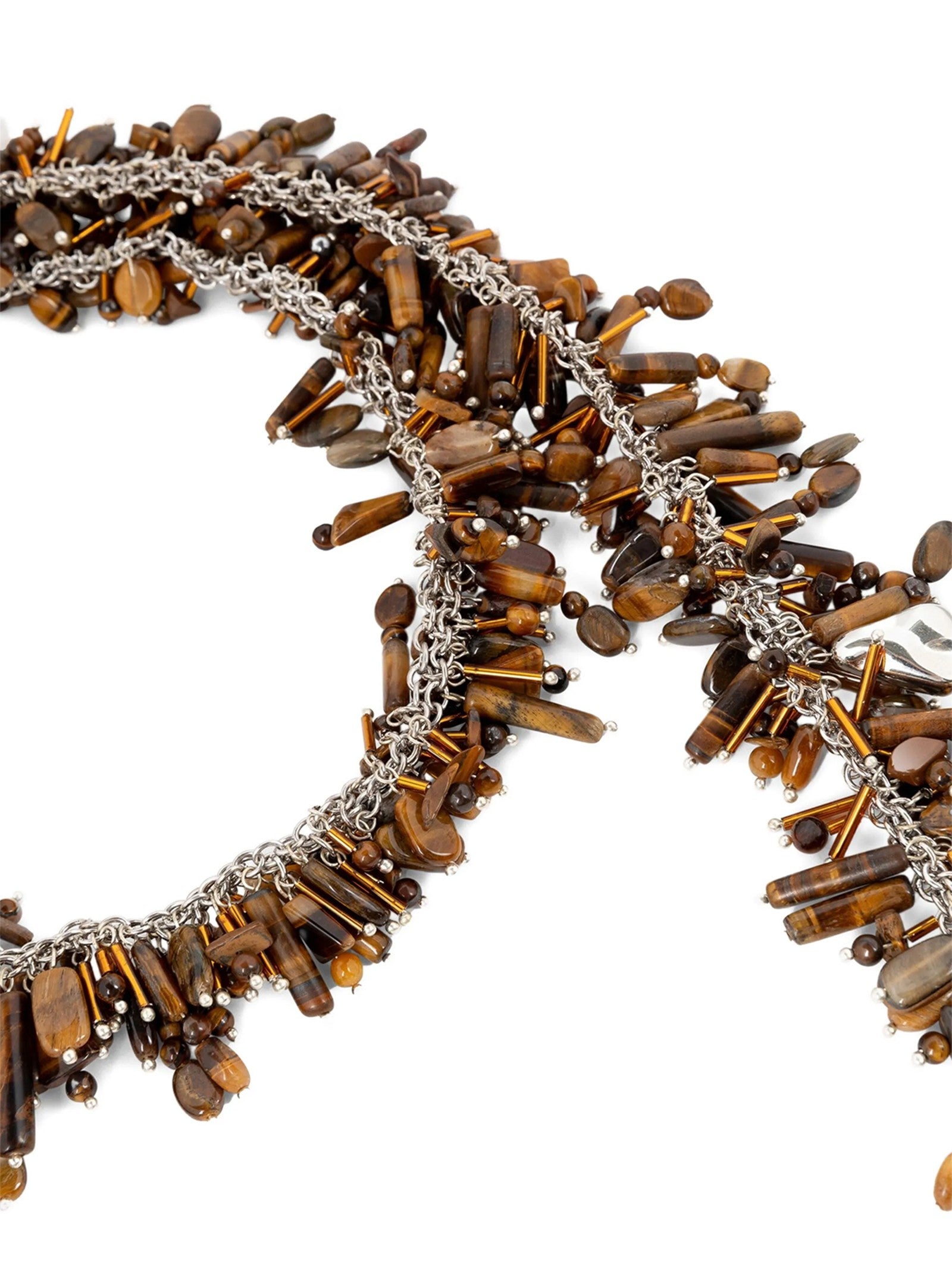 Dries Van Noten Embroidered Scarf Necklace Brown