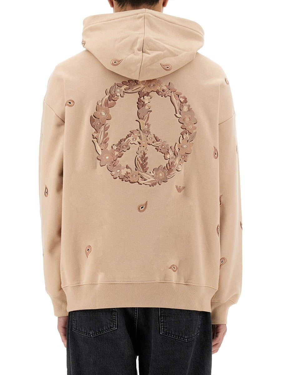 Emporio Armani Men's Embroidered Sweatshirt Beige