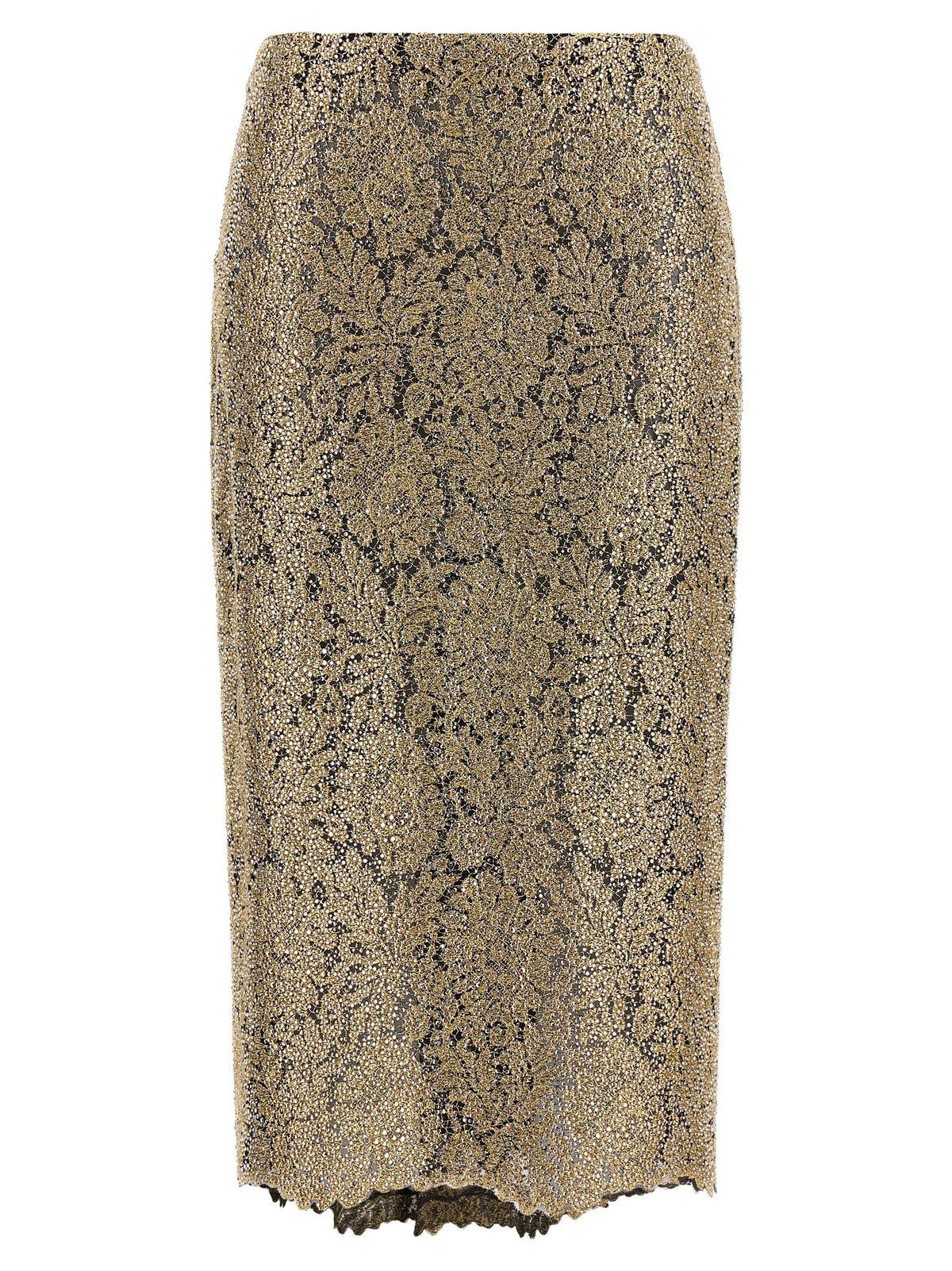Ermanno Scervino Embroidered Tulle Skirt Gold