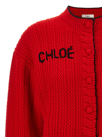 Chloé Embroidery Cardigan Red