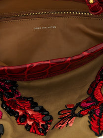 Dries Van Noten Embroidery Clutch Gold