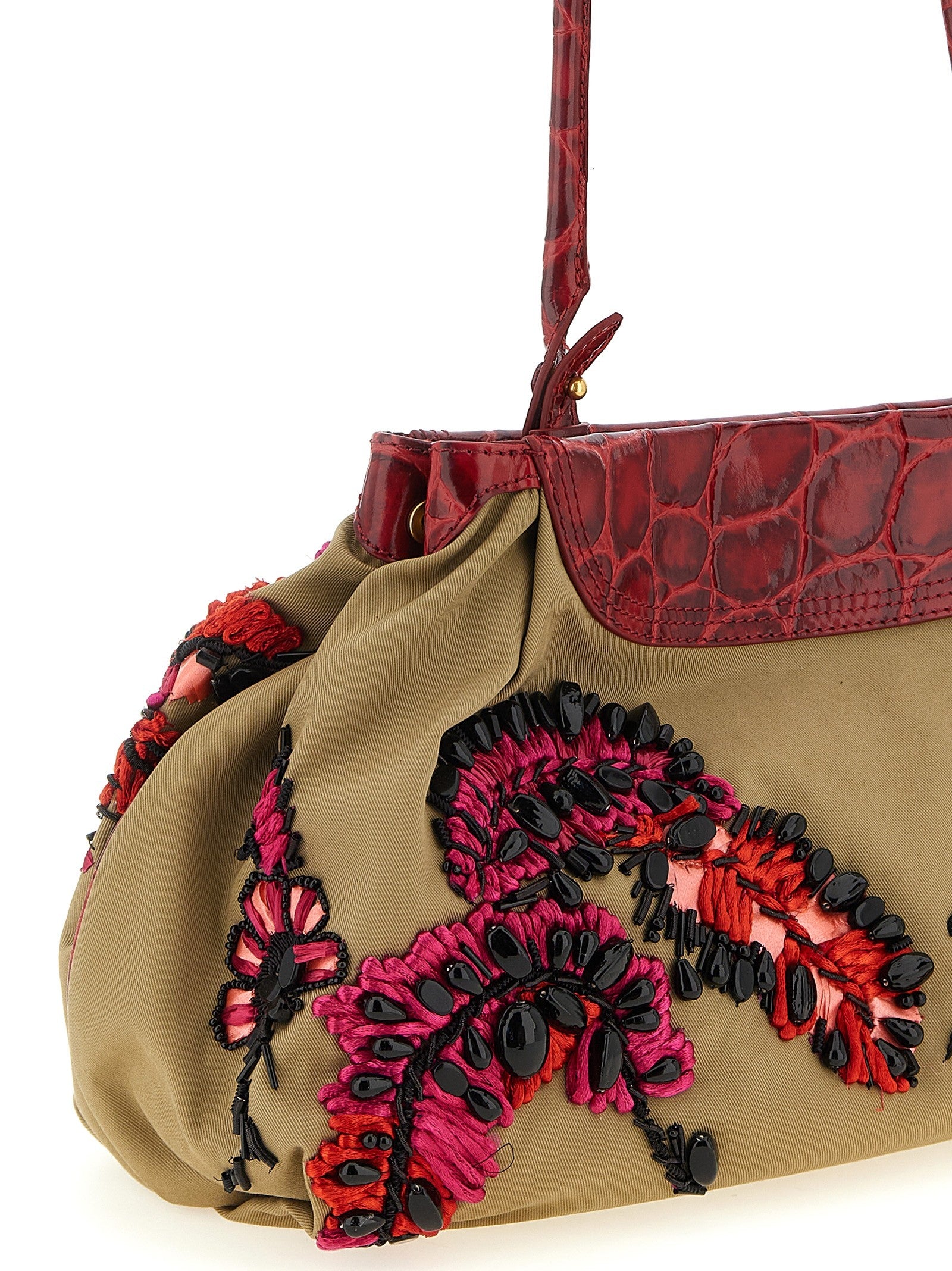 Dries Van Noten Embroidery Clutch Gold