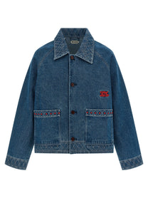 Bode Embroidery Denim Jacket Blue