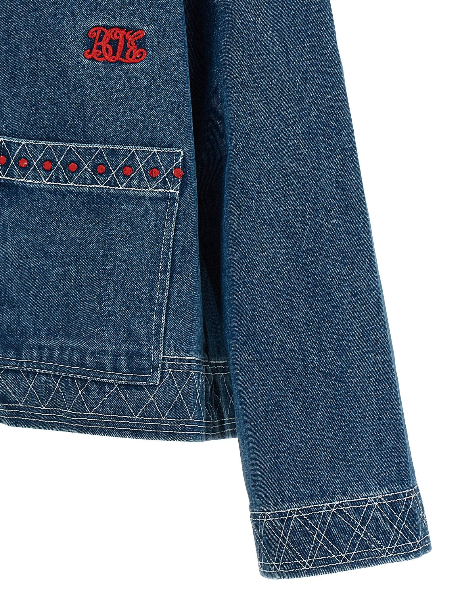 Bode Embroidery Denim Jacket Blue