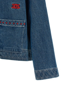 Bode Embroidery Denim Jacket Blue