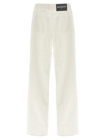 Balmain Embroidery Jeans White