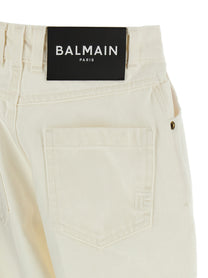 Balmain Embroidery Jeans White