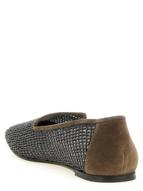 Brunello Cucinelli Embroidery Mesh Loafers Brown, view 3