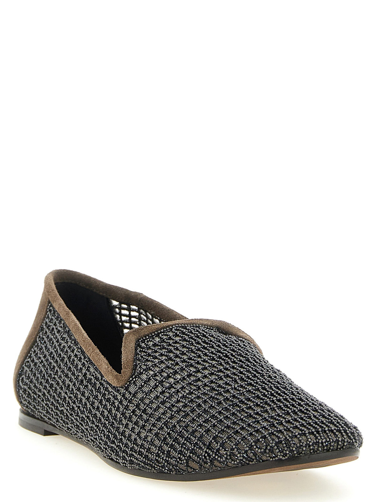 Brunello Cucinelli Embroidery Mesh Loafers Brown, view 2