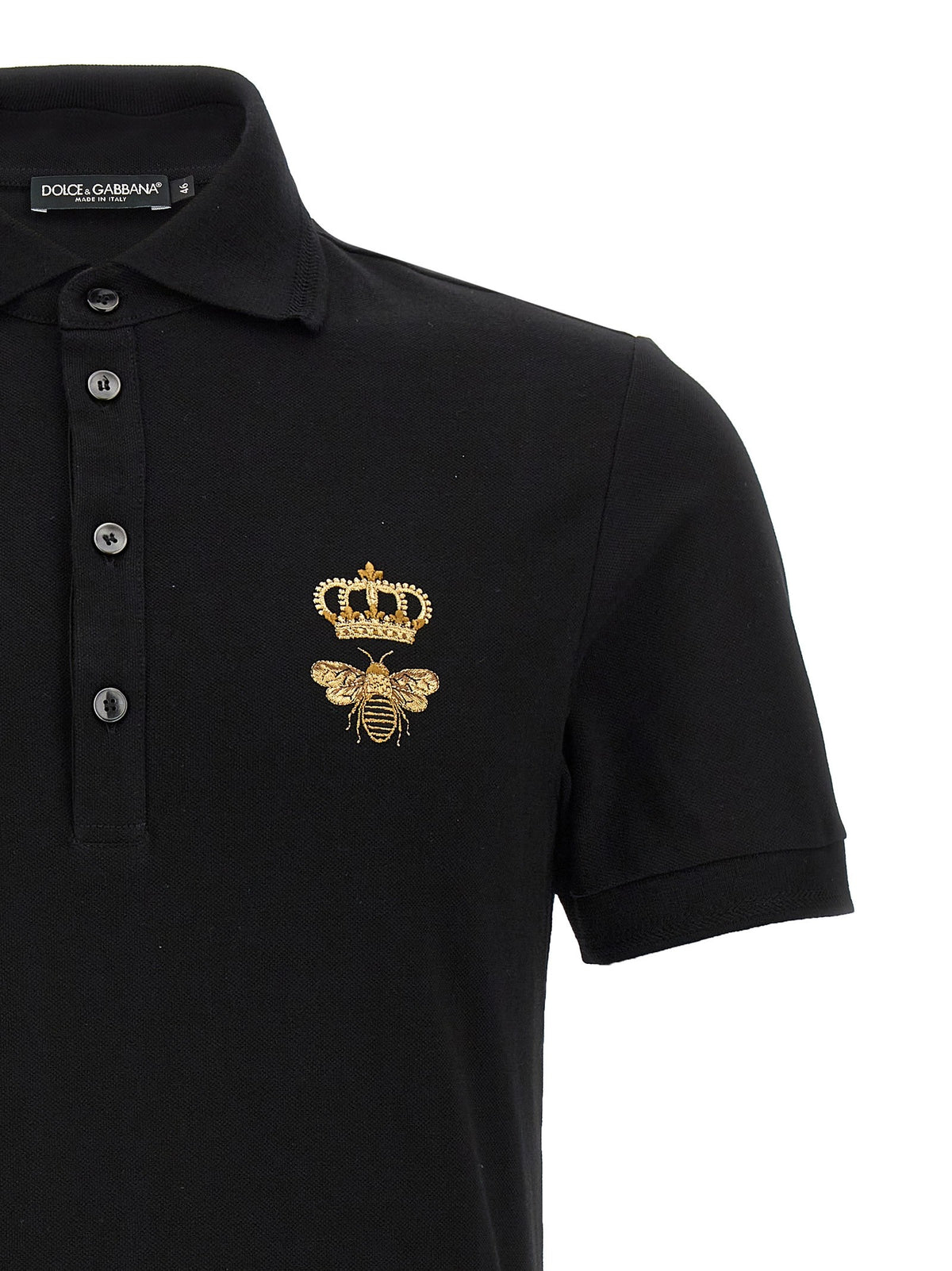 Dolce&amp;Gabbana Embroidery Piquet Polo Black, view 3