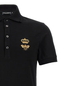 Dolce&amp;Gabbana Embroidery Piquet Polo Black, view 3