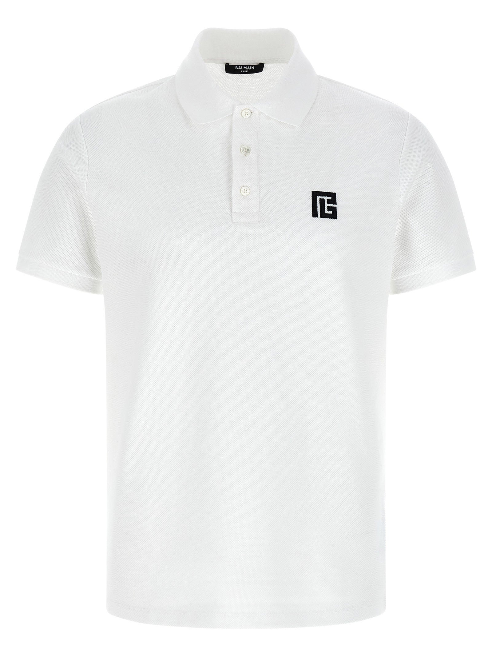 Balmain Embroidery Polo Shirt White