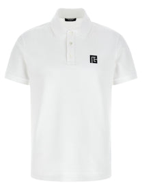 Balmain Embroidery Polo Shirt White