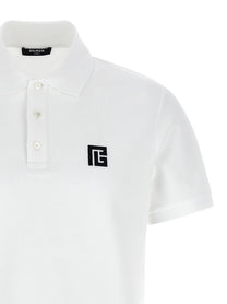 Balmain Embroidery Polo Shirt White