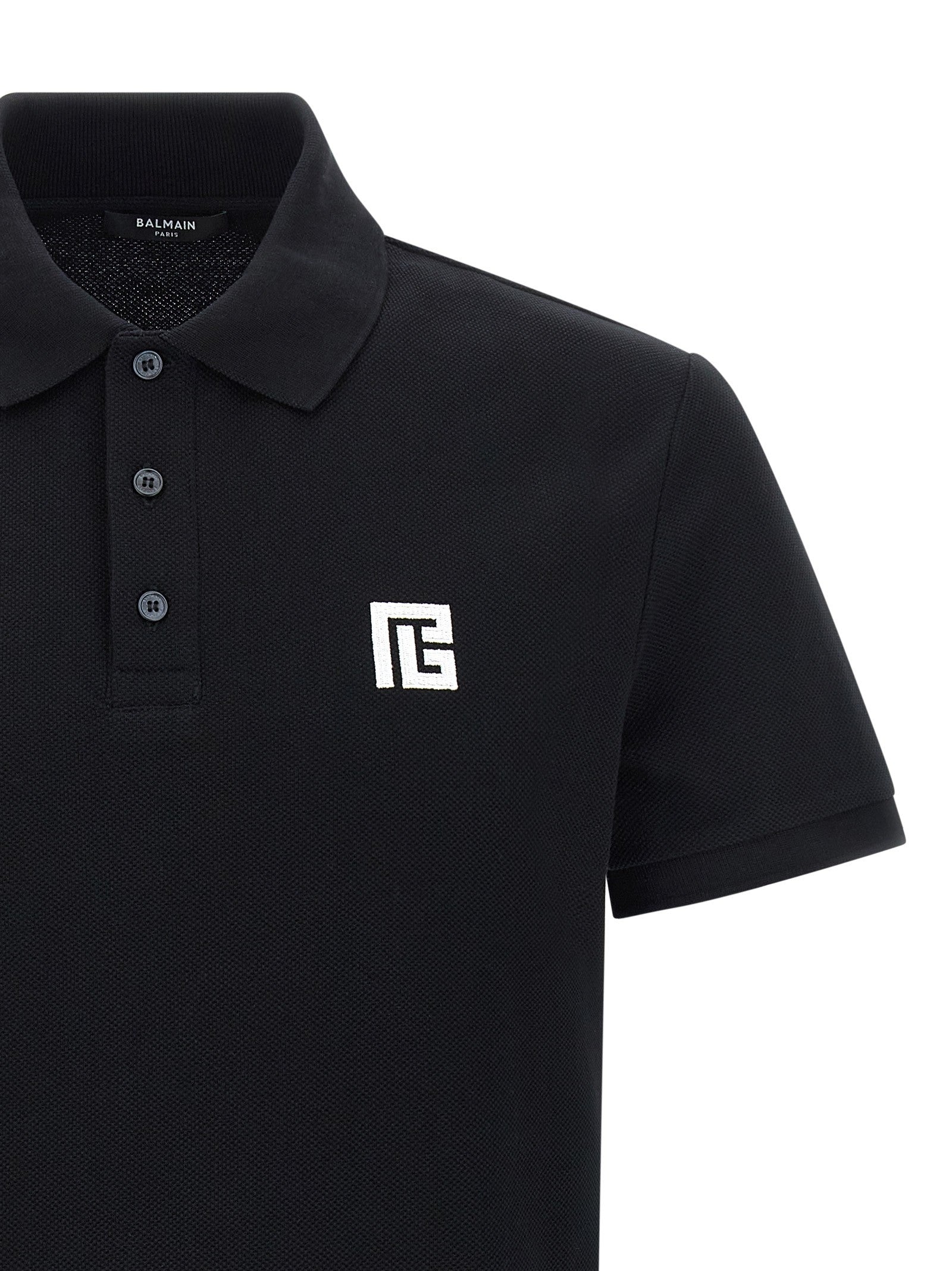 Balmain Embroidery Polo Shirt White