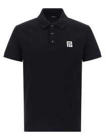 Balmain Embroidery Polo Shirt White