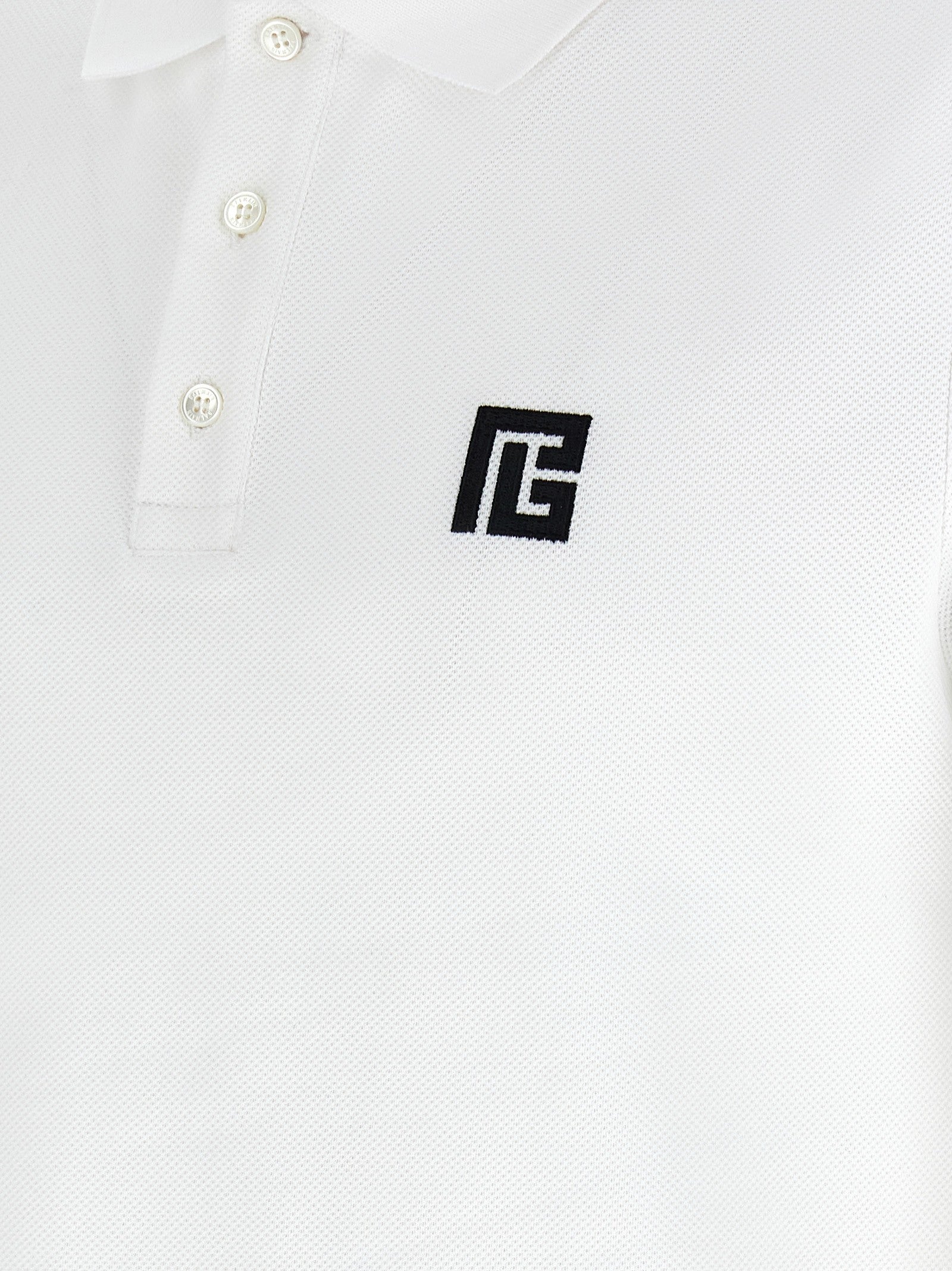 Balmain Embroidery Polo Shirt White