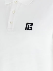 Balmain Embroidery Polo Shirt White