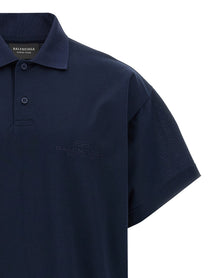 Balenciaga Embroidery Polo Shirt Blue