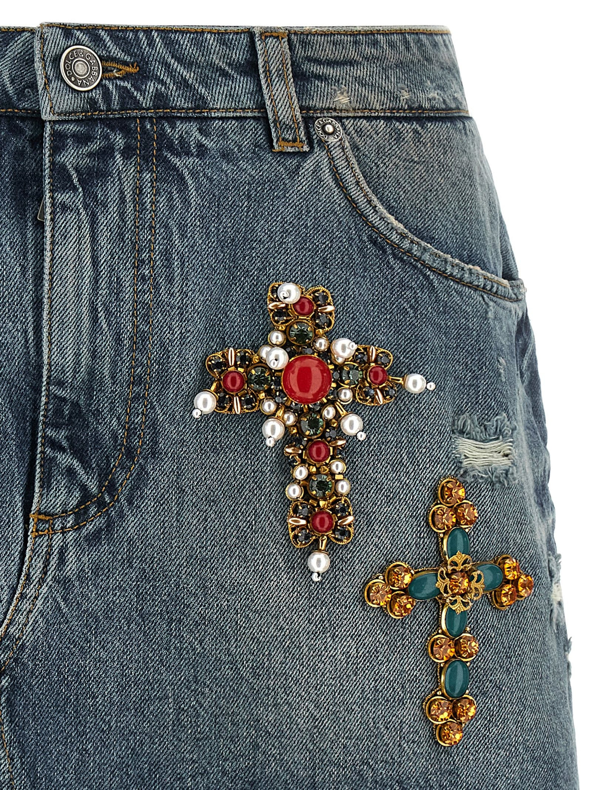 Dolce&amp;Gabbana Embroidery Skirt Blue, view 3