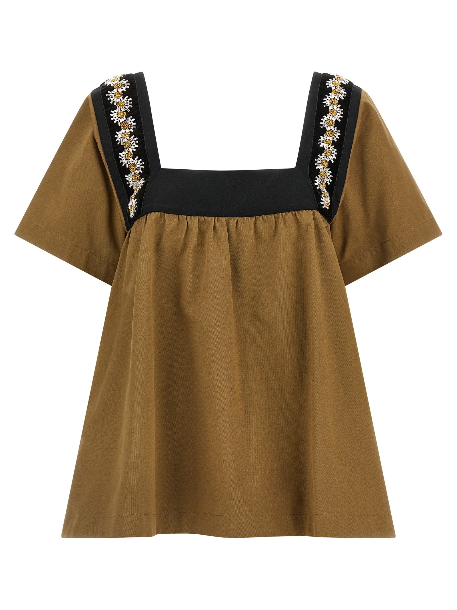 PRADA Embroidery Top Beige