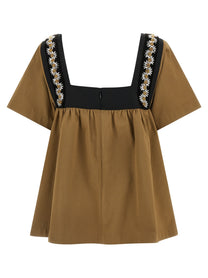 PRADA Embroidery Top Beige