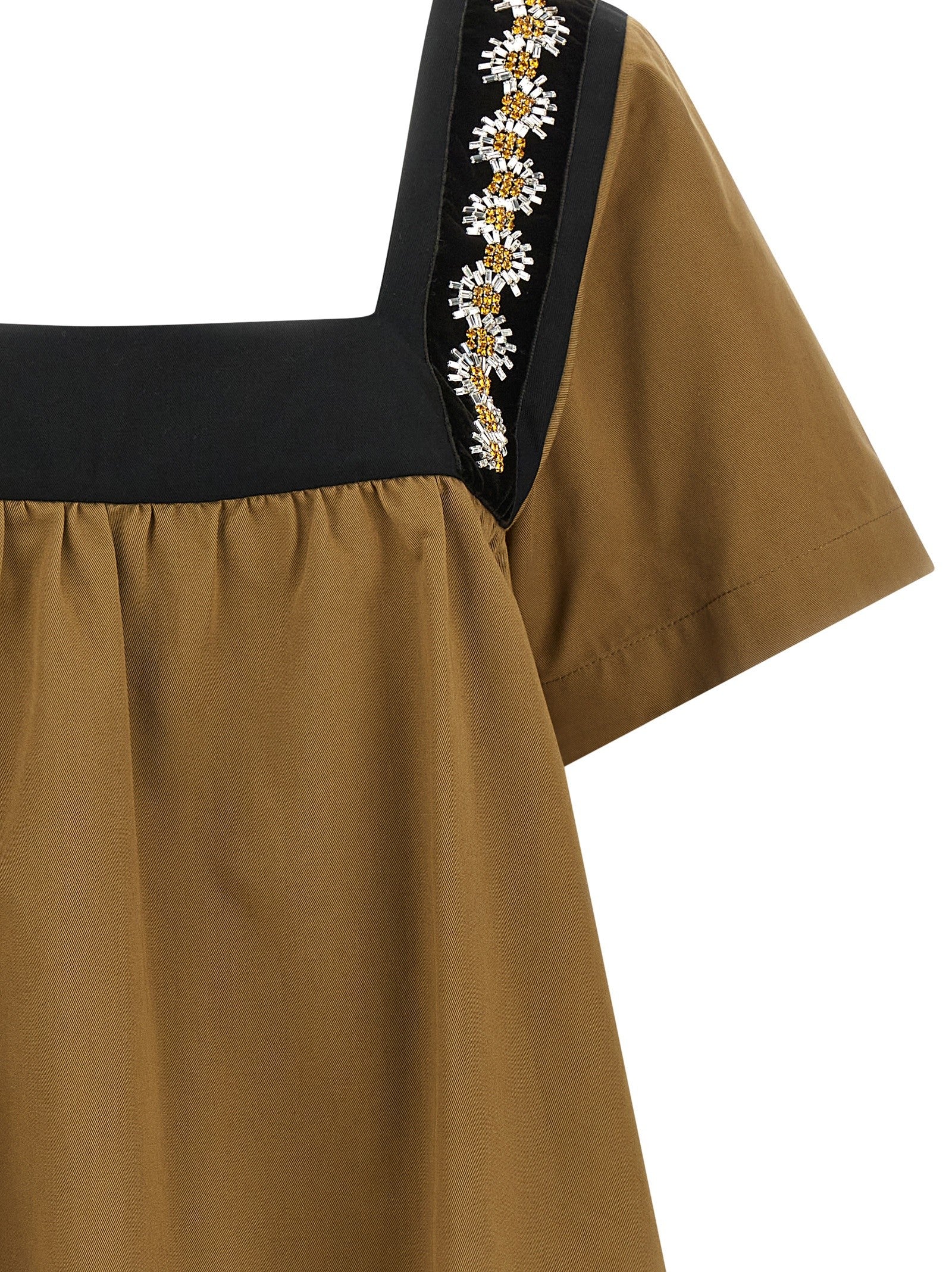 PRADA Embroidery Top Beige