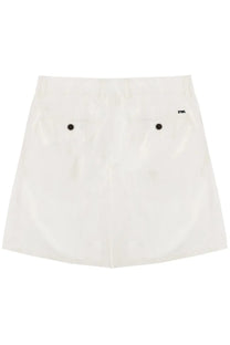 Emporio Armani men’s white cotton shorts with black button closures and a small logo on the right hip