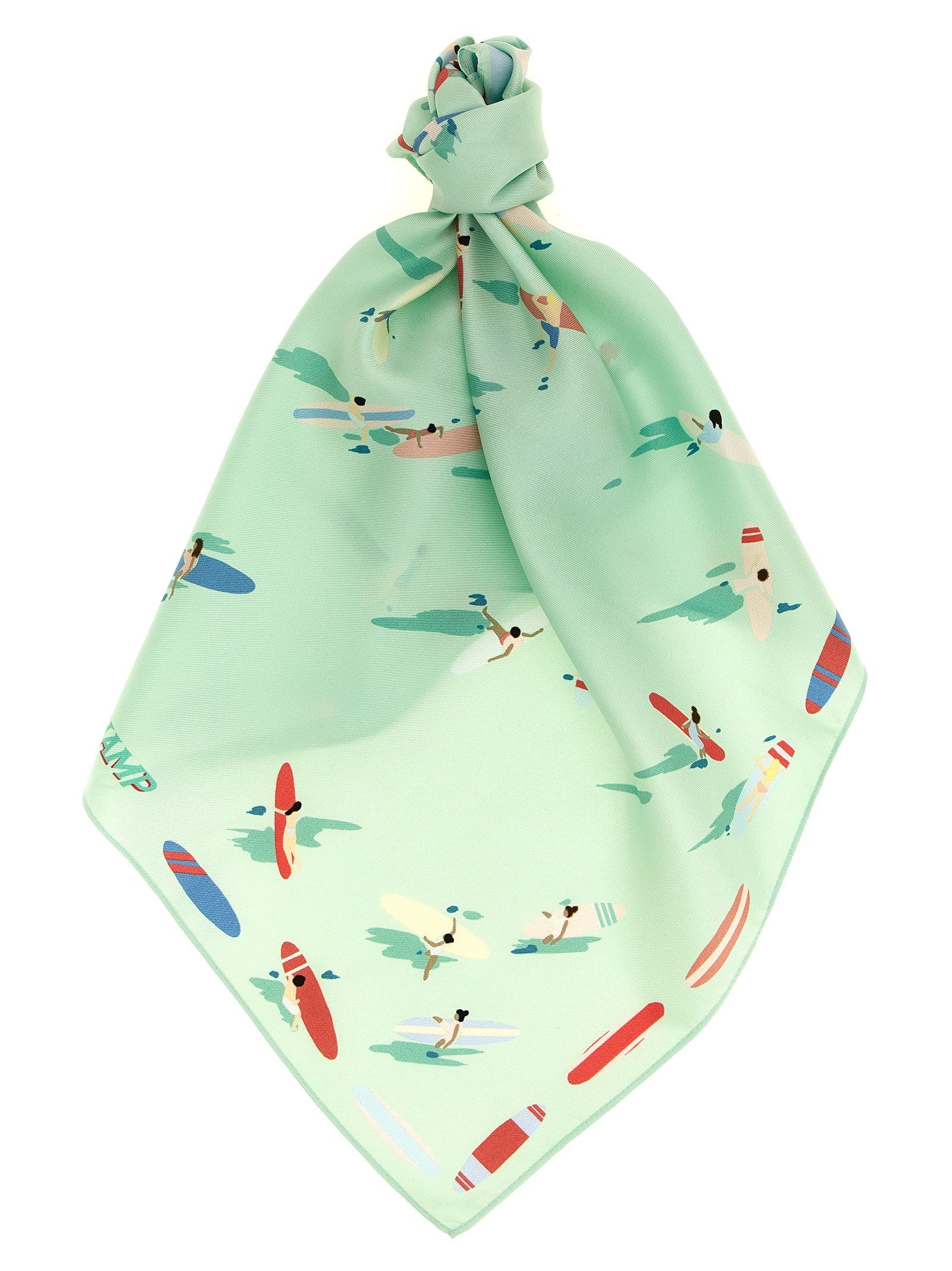 Longchamp En Attendant La Vague Print Scarf Gold