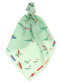 Longchamp En Attendant La Vague Print Scarf Gold