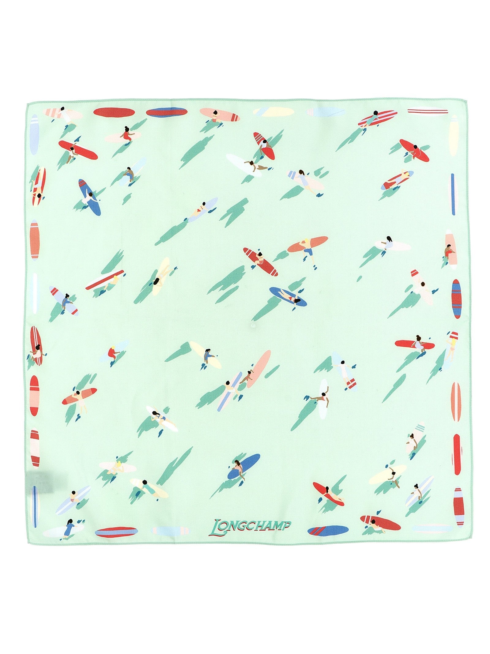 Longchamp En Attendant La Vague Print Scarf Gold