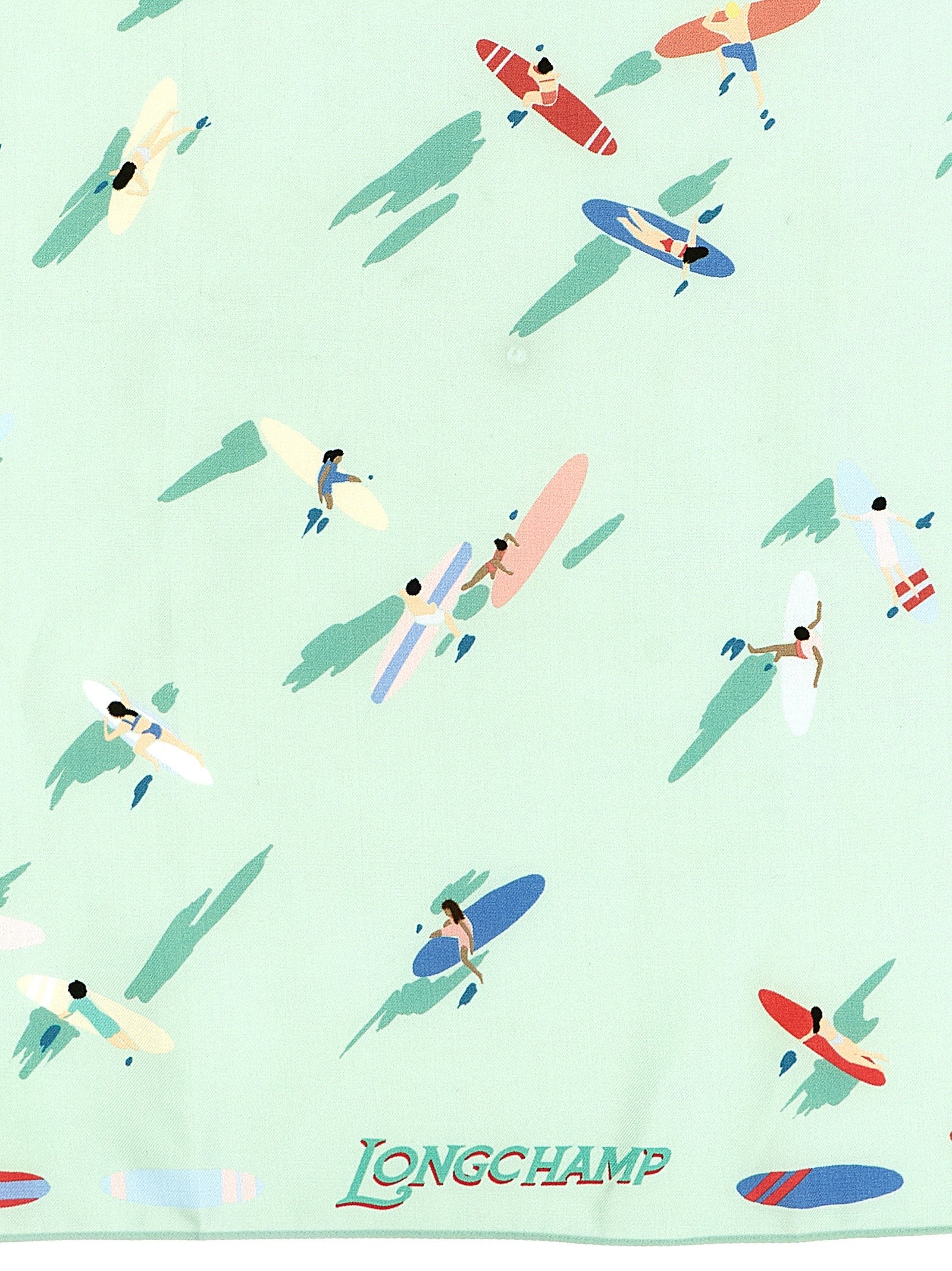 Longchamp En Attendant La Vague Print Scarf Gold