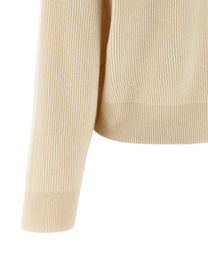 Brunello Cucinelli English Ribbed Sweater White, view 4