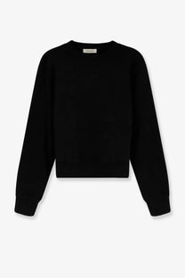 Black cropped unisex pod crew sweatshirt by entire studios with long sleeves cotton fabric and crew neck